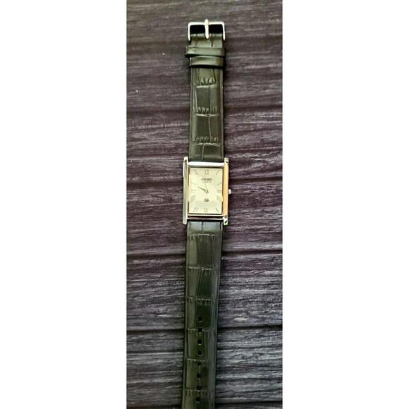 RARE NOS Seiko Men Tank Gorgeous White Dial Dress Watch